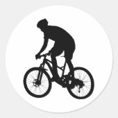 Bergfietsensilhouet - Kies achtergrondkleur Ronde Sticker (Voorkant)