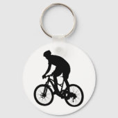 Bergfietsensilhouet - Kies achtergrondkleur Sleutelhanger (Voorkant)