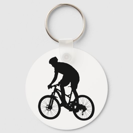 Bergfietsensilhouet - Kies achtergrondkleur Sleutelhanger (Voorkant)