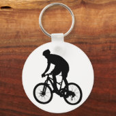Bergfietsensilhouet - Kies achtergrondkleur Sleutelhanger (Voorkant)