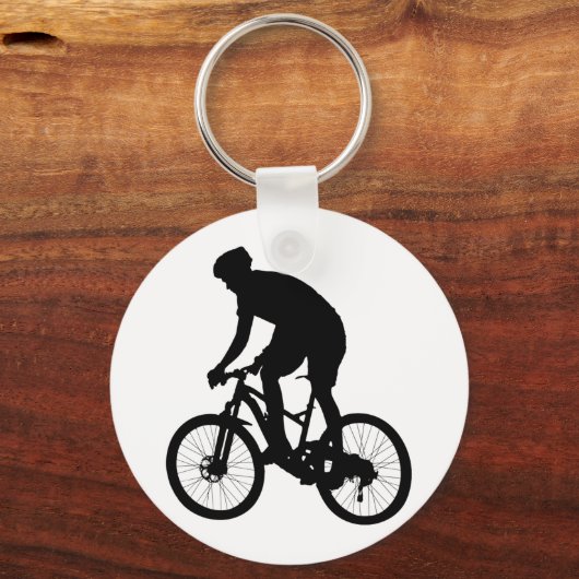 Bergfietsensilhouet - Kies achtergrondkleur Sleutelhanger (Voorkant)