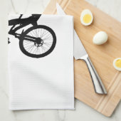 Bergfietsensilhouet - Kies achtergrondkleur Theedoek (Quarter Fold)