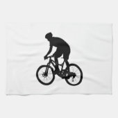 Bergfietsensilhouet - Kies achtergrondkleur Theedoek (Horizontaal)