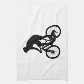 Bergfietsensilhouet - Kies achtergrondkleur Theedoek (Verticaal)