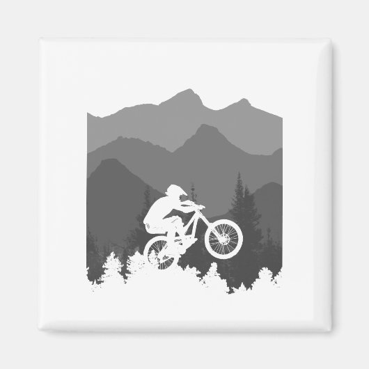Bergfietsensilhouet voor de fanaticus MTB Magneet (Voorkant)
