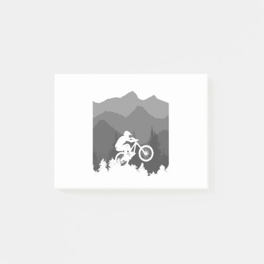 Bergfietsensilhouet voor de fanaticus MTB Post-it® Notes (Voorkant)