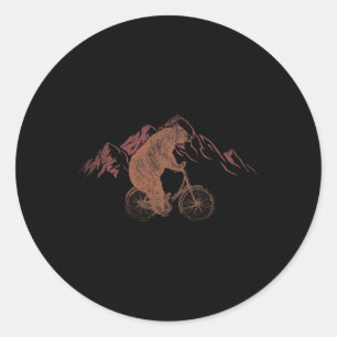 Bergfietserende Beer Fietser Dier Mtb Fiets  Ronde Sticker