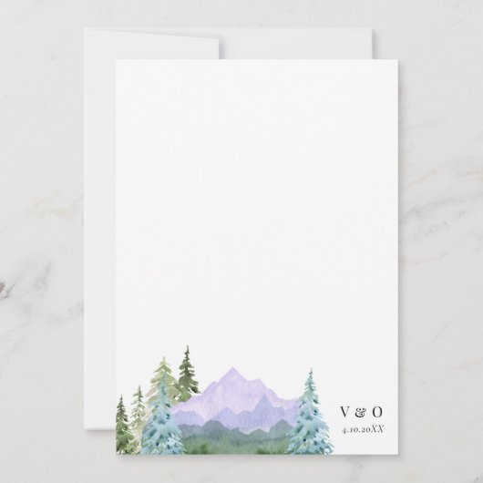 Berggebieden - Uitnodiging voor bosbruiloft (Achterkant)