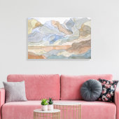 Berggebieden Waterverf Line Art Print (Insitu (Woonkamer))