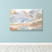 Berggebieden Waterverf Line Art Print (Insitu (Houten vloer))