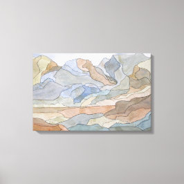 Berggebieden Waterverf Line Art Print