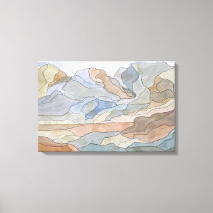 Berggebieden Waterverf Line Art Print