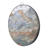 Berggebieden Waterverf Line Art Print Dartbord (Voorkant Rechts)