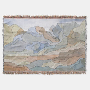 Berggebieden Waterverf Line Art Print Deken