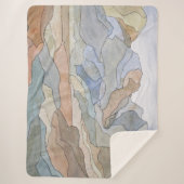 Berggebieden Waterverf Line Art Print Sherpa Deken (Voorkant)