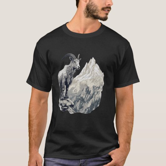 Berggeit met Schilderachtig Landschap  Mounta T-shirt (Voorkant)