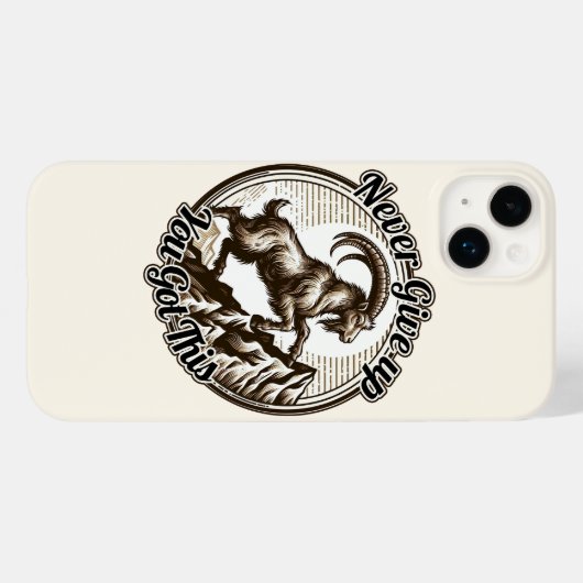 Berggeit Steenbok nooit opgeven Case-Mate iPhone Case (Achterkant (horizontaal))