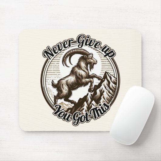 Berggeit Steenbok nooit opgeven Muismat (Met muis)