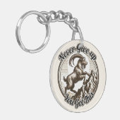 Berggeit Steenbok nooit opgeven Sleutelhanger (Voorkant Links)