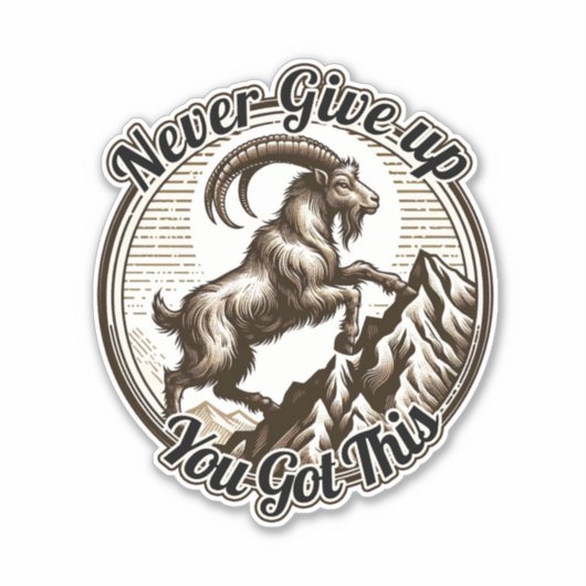 Berggeit Steenbok nooit opgeven Sticker (Voorkant)