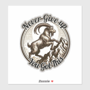 Berggeit Steenbok nooit opgeven Sticker