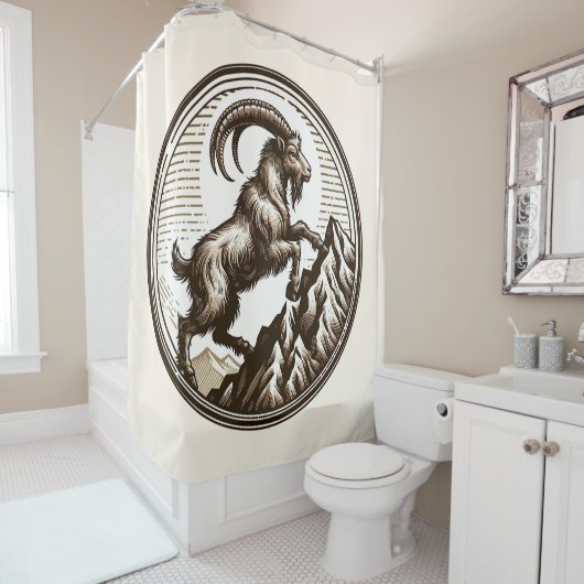 Berggeit Steenbok Verjaardag Zodiac Douchegordijn (In situ)