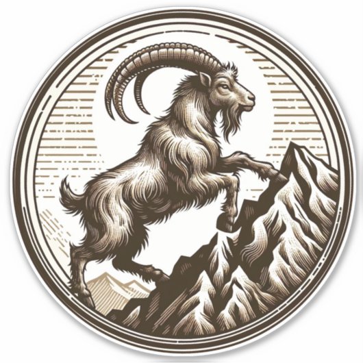 Berggeit Steenbok Verjaardag Zodiac Sticker (Voorkant)