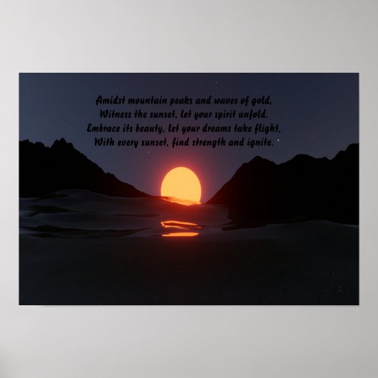 berggolf oceaan zonsondergang esthetisch poster (Voorkant)