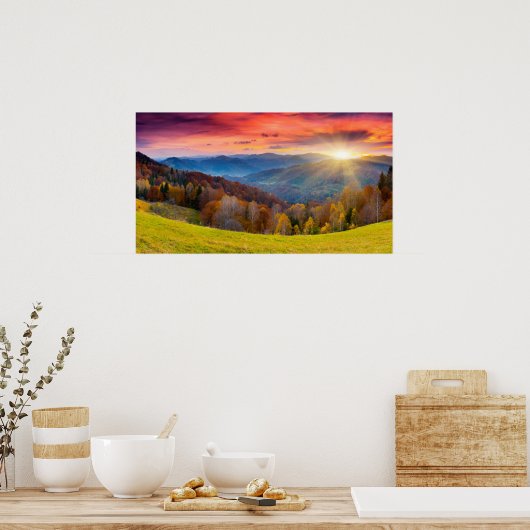 Bergherfstlandschap met bos poster (Keuken)