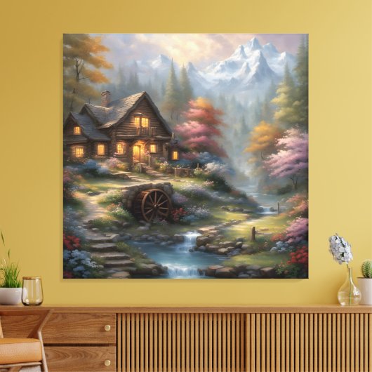 Berghut in de Bossen Canvas Afdruk (Insitu (Woonkamer))