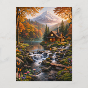 Berghut in herfstglans Serene natuur  Uitnodiging Briefkaart