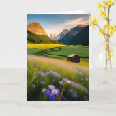 Berghut met wilde bloemen voor verjaardag kaart (Gele Bloem)