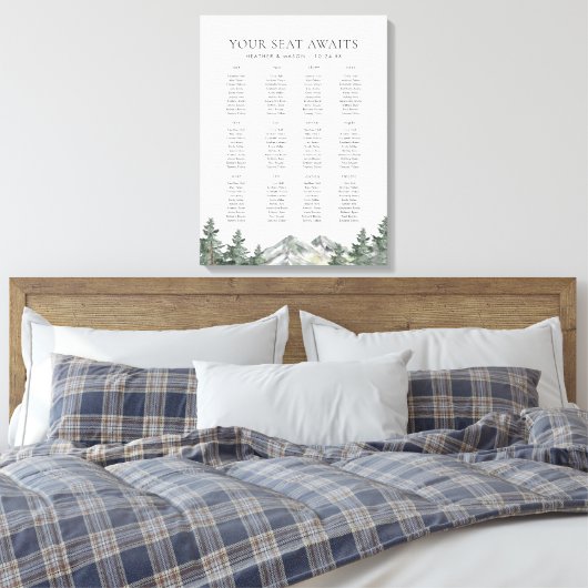 Berghuwelijk 12 Tafels Huwelijkszitplaats Grafiek Canvas Afdruk (Insitu (Slaapkamer))