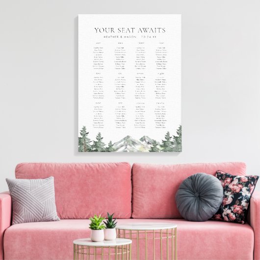 Berghuwelijk 12 Tafels Huwelijkszitplaats Grafiek Canvas Afdruk (Insitu (Woonkamer))