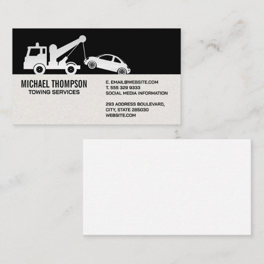 Bergingsvoertuig trekt auto visitekaartje (Voorkant / Achterkant)