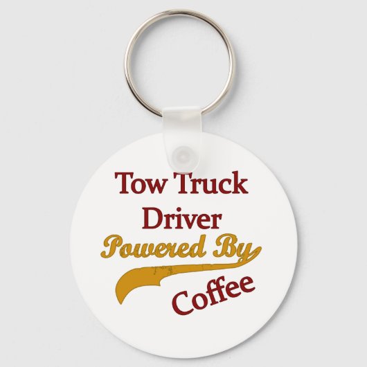 Bergingswagenchauffeur aangedreven door koffie sleutelhanger (Voorkant)