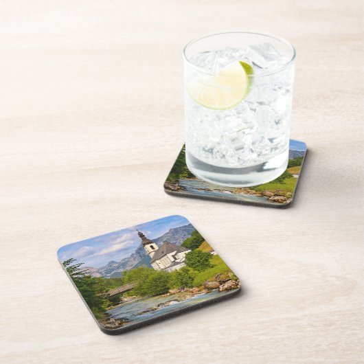 Bergkerk met stroomlandschap bier onderzetter (Rechterzijde)