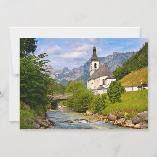 Bergkerk met stroomlandschap magnetische uitnodiging (Voorkant)