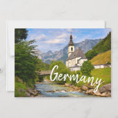 Bergkerk met stroomlandschap magnetische uitnodiging (Voorkant)