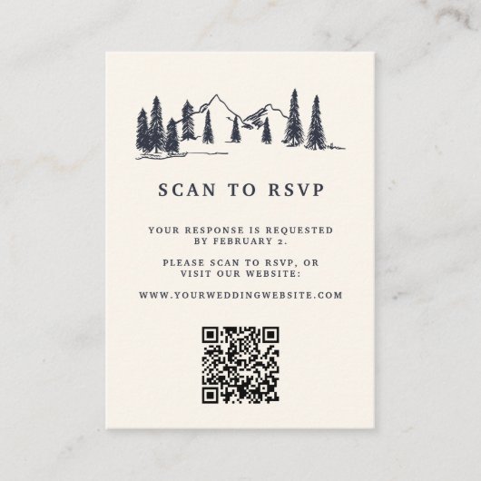 Bergketch Weddenschap QR Code Website RSVP Informatiekaartje (Voorkant)