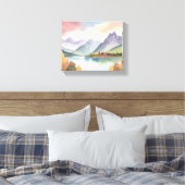 bergketen | Airy Natuur Waterverf Landschap Canvas Afdruk (Insitu (Slaapkamer))