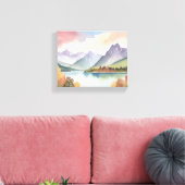 bergketen | Airy Natuur Waterverf Landschap Canvas Afdruk (Insitu (Woonkamer))