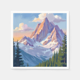 Bergketen Aquarel Natuur Schilderij Servet