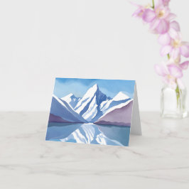Bergketen | Blauwe Aquarel Landschap Kaart