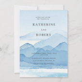 Bergketen Blauwe Bestemming Bruiloft Kaart (Voorkant)