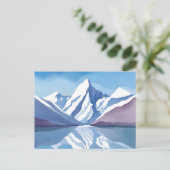 bergketen | Blauwe Waterverf landschap Briefkaart (Staand voorkant)