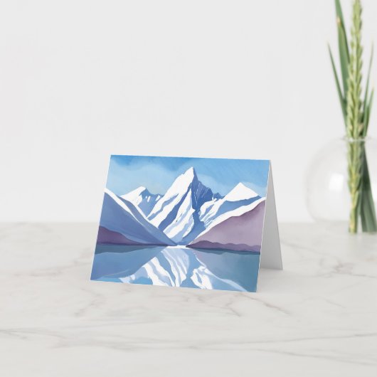 bergketen | Blauwe Waterverf landschap Kaart (Voorkant)