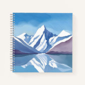 bergketen | Blauwe Waterverf landschap Notitieboek (Voorkant)