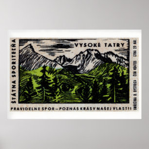 Bergketen Tsjecho-Slowakije Mid-Century Poster