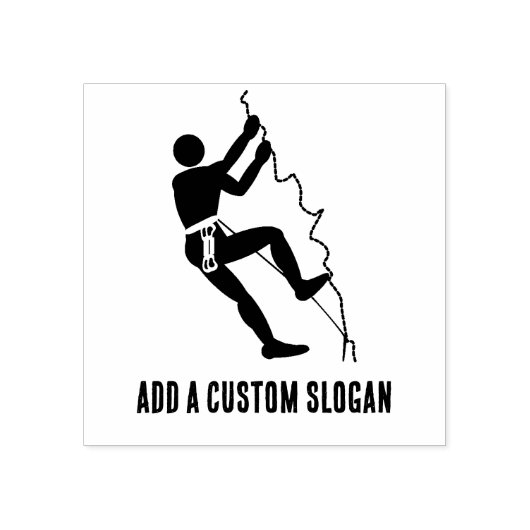Bergklimmer met eigen slogan Climbing Rockface Rubberstempel (Afrduk)